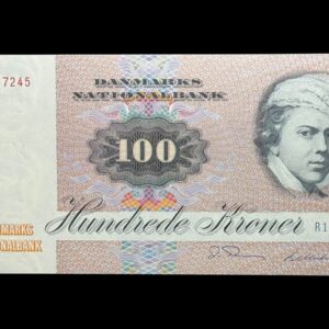 100 kroner 1986 R1, Billestrup/O. Thomasen, Nr. 5597245, Sieg 142, DOP 151, Pick 51, Kva. 0