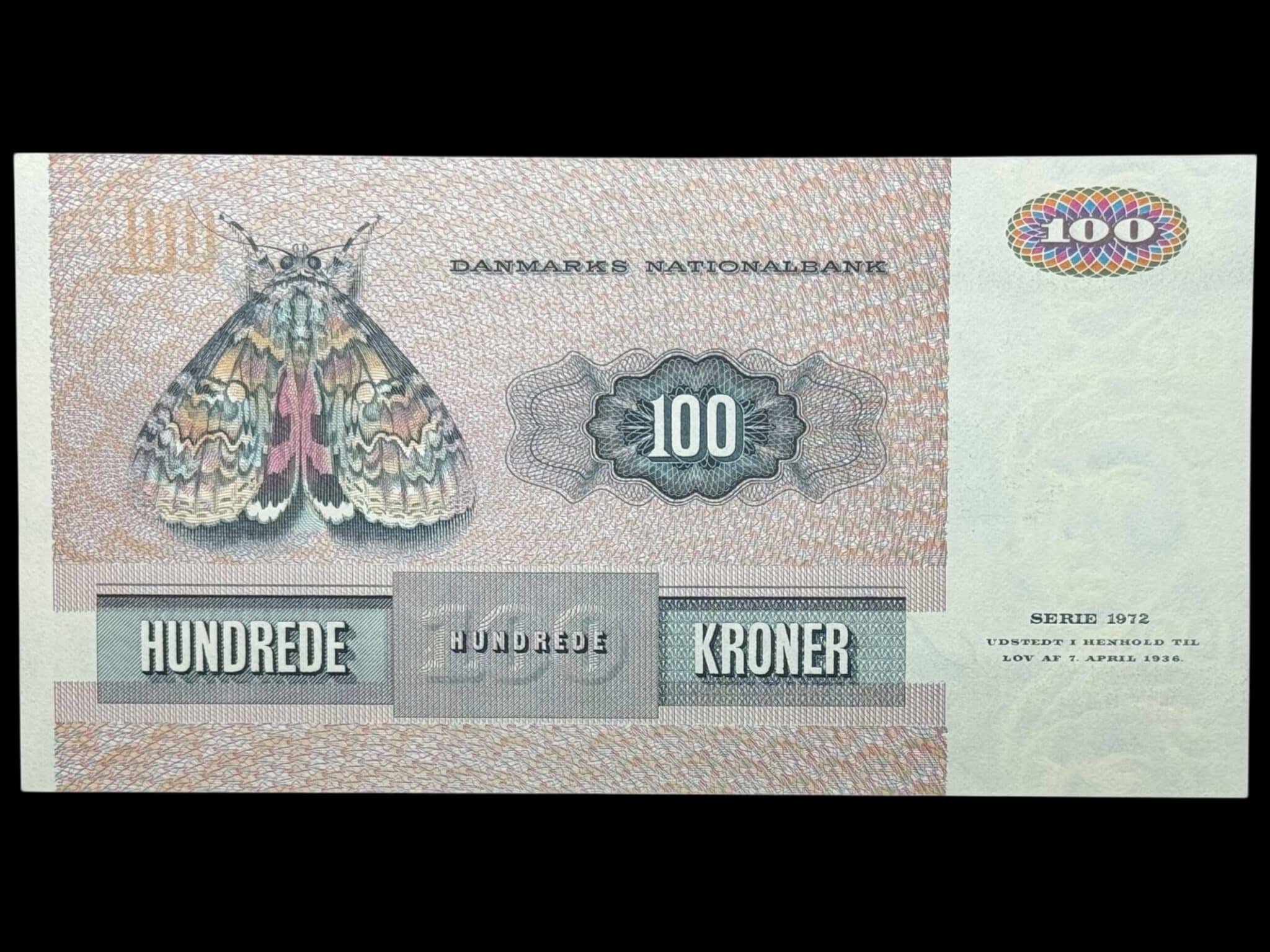 100 kroner 1986 R1, Billestrup/Hoffmeyer, Nr. 5129360, Sieg 142, DOP 151, Pick 51, Kva. 0-01 - Image 2