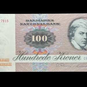 100 kroner 1985 C9, Billestrup/O. Thomasen, Nr. 0327915, Sieg 142, DOP 151, Pick 51, Kva. 0