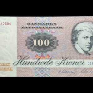 100 kroner 1986 D1, Billestrup/R. Mikkelsen, Nr. 8042804, Sieg 142, DOP 151, Pick 51, Kva. 0