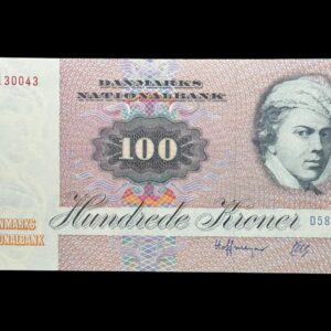 100 kroner 1988 D5, Herly/Hoffmeyer, Nr. 6130043, Sieg 142, DOP 151, Pick 51, Kva. 0