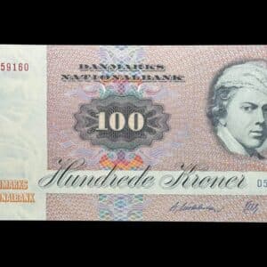 100 kroner 1988 D5, Herly/R. Mikkelsen, Nr. 6359160, Sieg 142, DOP 151, Pick 51, Kva. 0