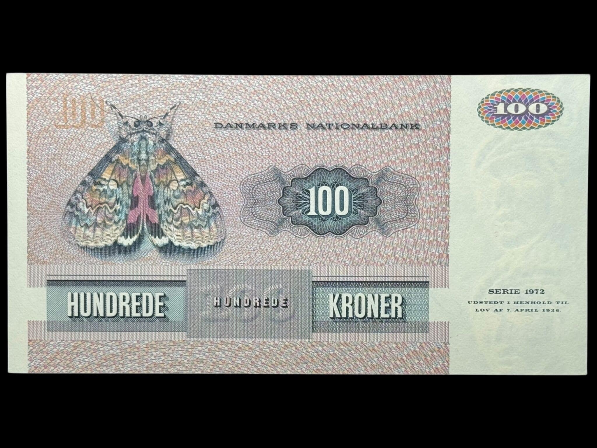 100 kroner 1989 D7, Herly/Hoffmeyer, Nr. 1194649, Sieg 142, DOP 151, Pick 51, Kva. 0 - Image 2