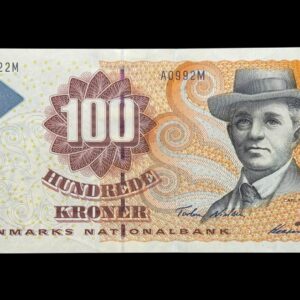 100 kroner 1999 A0, Heering/Torben Nielsen, Nr. 320722M, Sieg 147, Pick 56, Kva. 0