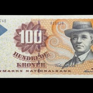 100 kroner 1999 A1, Heering/Torben Nielsen, Nr. 042074B, Sieg 147, Pick 56, Kva. 0