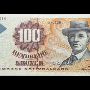 100 kroner 2001 A7, Heering/Torben Nielsen, Nr. 584001H, Sieg 147, Pick 56, Kva. 0