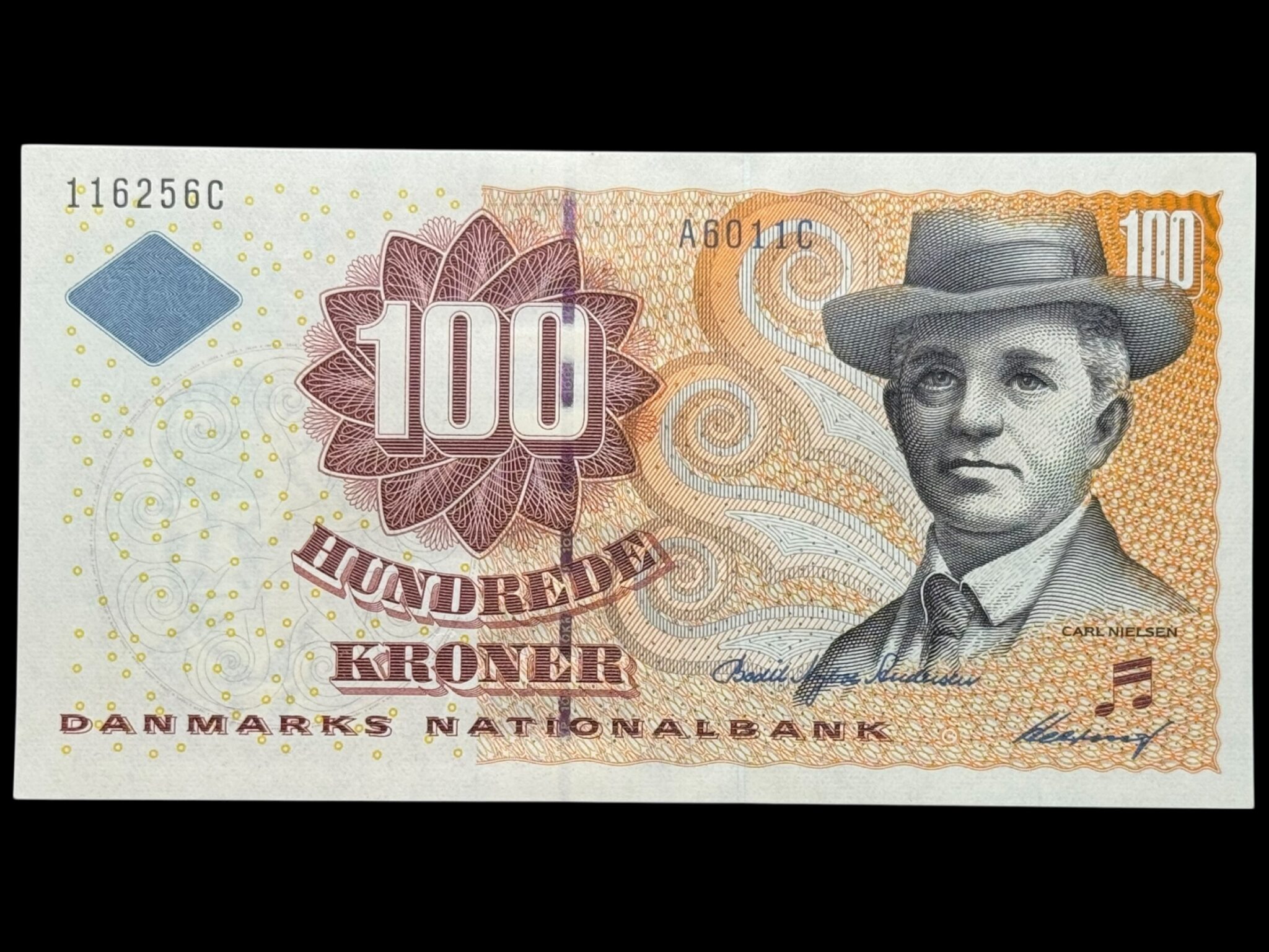 100 kroner 2001 A6, Heering/Bodil Nyboe Andersen, Nr. 116256C, Sieg 147, Pick 56, Kva. 0