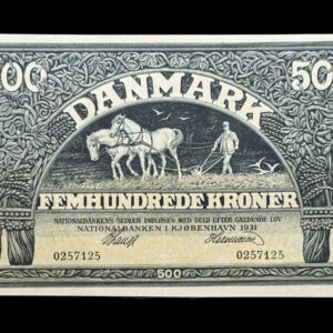 500 kroner 1931, V.Lange/Hermann, Nr. 0257125, Sieg 113, DOP 122, Pick 29, Kva. 0 "Perfekt seddel med et micro lille hjørne buk som ikke kan ses"
