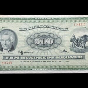 500 kroner 1967 A1, Riim/Hoffmeyer, Nr. 1148615, Sieg 138, DOP 147, Pick 47, Kva. 0-01