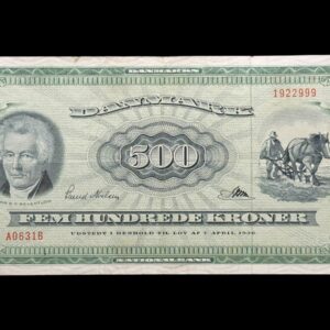 500 kroner 1963 A0, Riim/Svend Nielsen, Nr. 1922999, Sieg 138, DOP 147, Pick 47, Kva. 1-1+