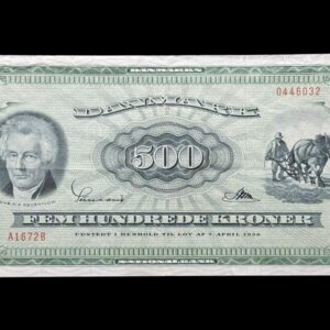 500 kroner 1967 A1, Riim/Sunesen, Nr. 0446032, Sieg 138, DOP 147, Pick 47, Kva. 1+