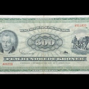 500 kroner 1967 A0, Riim/Sunesen, Nr. 4911833, Sieg 138, DOP 147, Pick 47, Kva. 1-1+