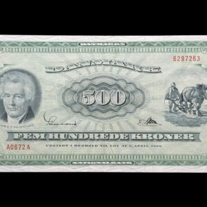 500 kroner 1967 A0, Riim/Sunesen, Nr. 6297263, Sieg 138, DOP 147, Pick 47, Kva. 1+