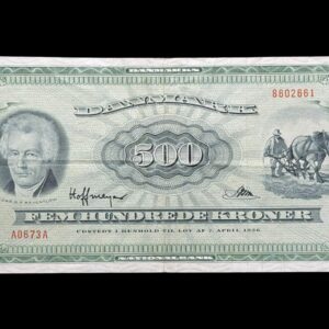 500 kroner 1967 A0, Riim/Hoffmeyer, Nr. 8602661, Sieg 138, DOP 147, Pick 47, Kva. 1+