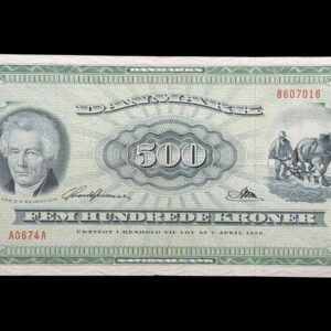 500 kroner 1967 A0, Riim/Svend Andersen, Nr. 8607016, Sieg 138, DOP 147, Pick 47, Kva. 1+