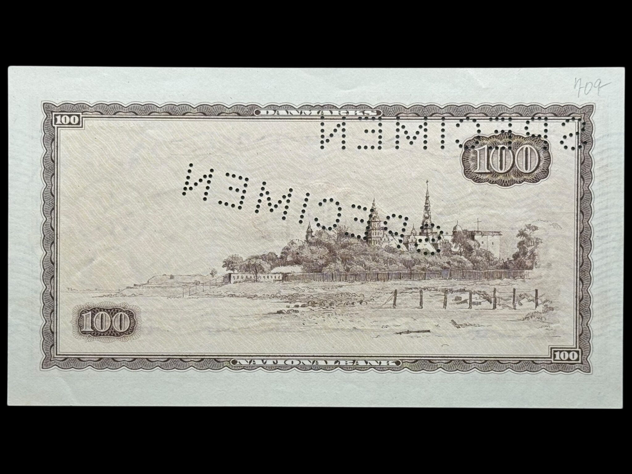 100 kroner 1961 A0, Riim/Svend Nielsen, Nr. 0000000, Sieg 136, DOP 145, Pick 46, SPECIMEN, Kva. 0 "Sjælden" - Image 2