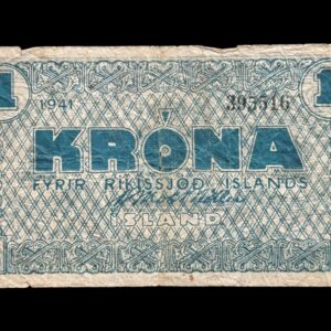 Island, 1 kronur 1941, Nr. 395516, Sieg 28, Pick 22, Kva. 1-