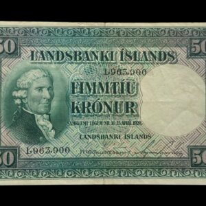 Island, 50 kronur 1948, Nr. 1963900, Sieg 38, Pick 34, Kva. 1-1+