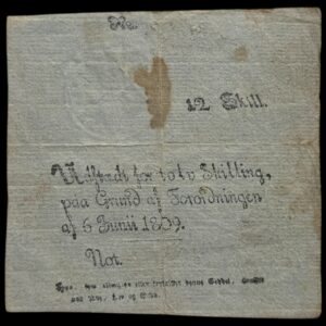 12 skilling 1809, Nr. 8730, Sieg 45, DOP 48, Pick A41, Kva. 1+ plet