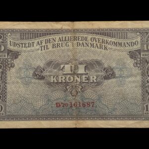 Den Allierede Overkommando, 10 kroner 1945, Nr. 161887, Sieg M10, Pick M4, Kva. 1-1+