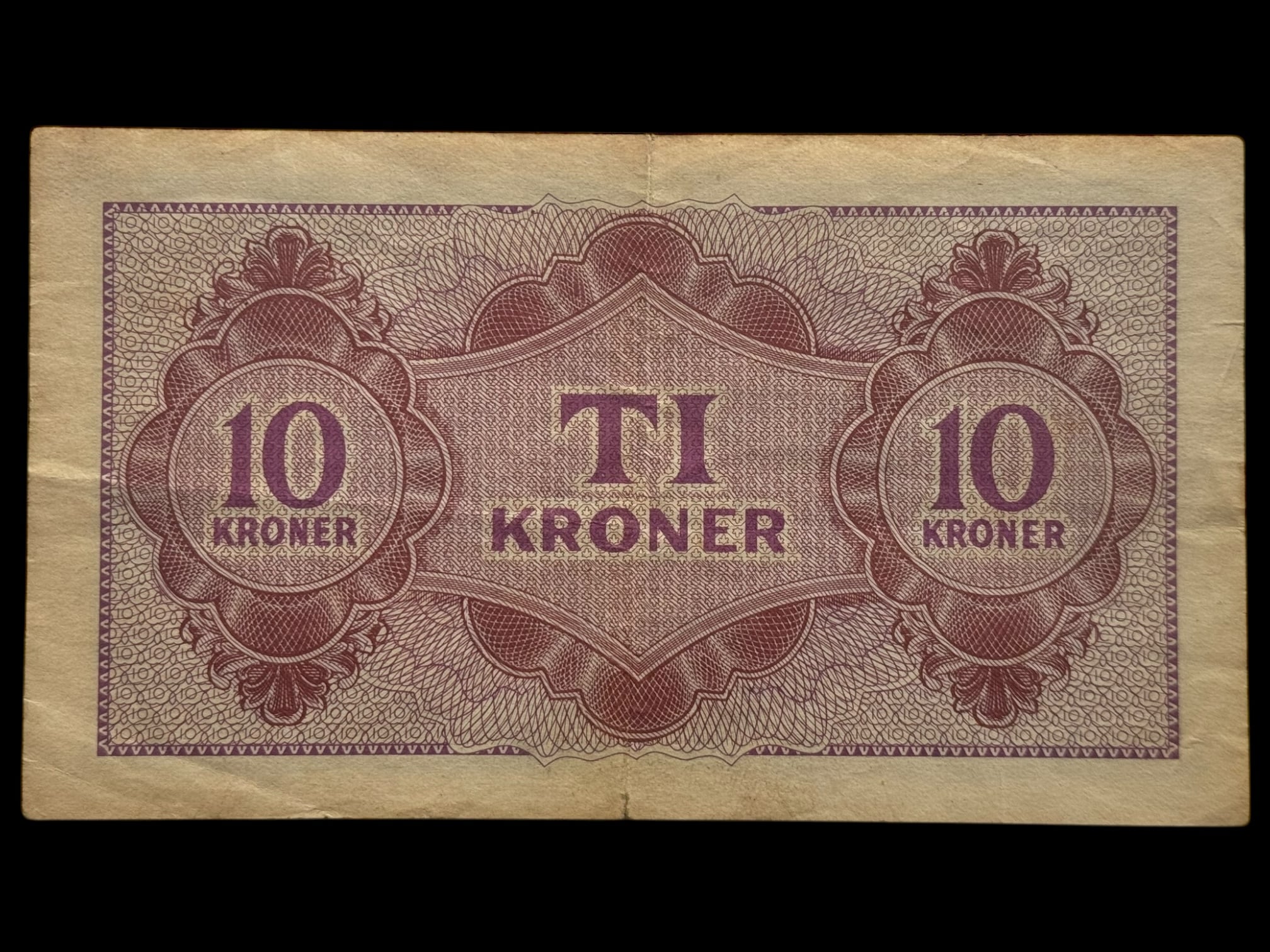 Den Allierede Overkommando, 10 kroner 1945, Nr. 161887, Sieg M10, Pick M4, Kva. 1-1+ - Image 2