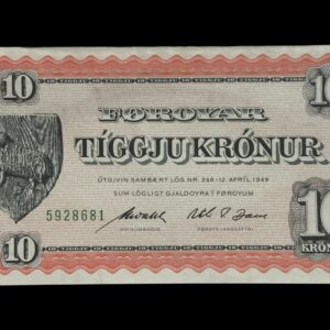 Færøerne, 10 kronur 1971, M. Wahl/ Alti P. Dam, Nr. 5928681, Sieg 24 Pick 14C, Kva. 0