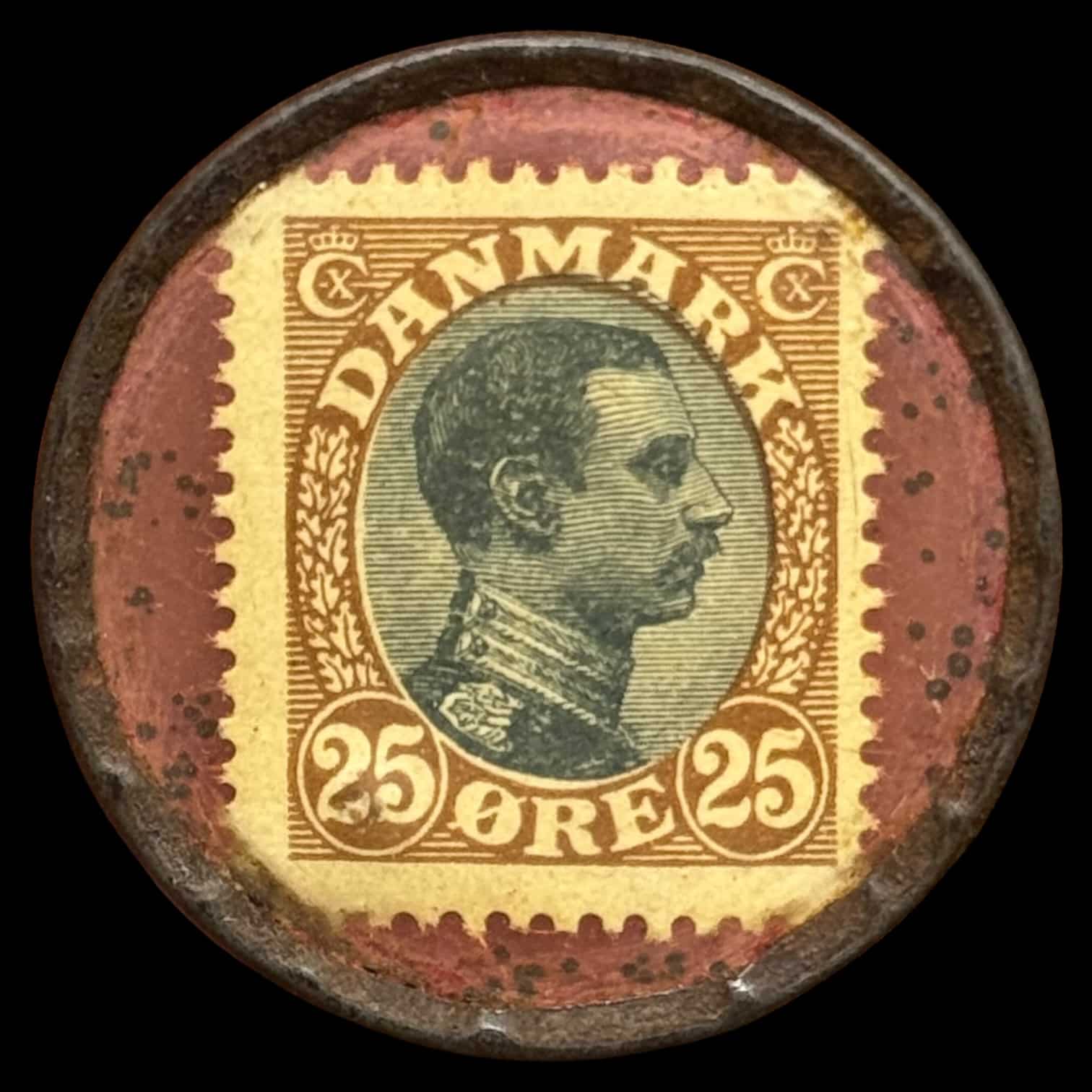 Postskillemønt, 25 øre MELBA, Rød baggrund, Kva. 1+ - Image 2