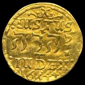 1644, 1/2 dukat "Hebræer", Chr.IV, Sieg 124.1, Hede 35, Kva. 1+-01 "Buklet" Meget Sjælden