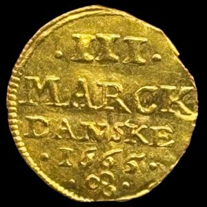 1665, 1/4 dukat, Fre.III, Sieg 102.3, Hede 40A, Kva. 01 "Let buklet" Randfejl, Ex. BR 852, 2014, lot 5101