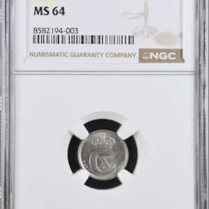 1923, 10 øre, Chr.X, Sieg 11.3, Hede 13, Kva. 0-01, Graderet MS 64 af NGC.