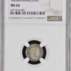 1842 FF, 3 Rigsbankskilling, Chr.VIII, Sieg 6, Hede 9A, Kva. 0, Graderet MS 64 af NGC