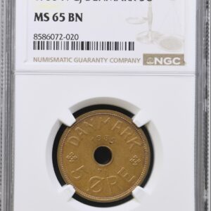 1935, 5 øre, Chr.X, Sieg 4.2, Hede 28B, Kva. M, Graderet MS 65 BN af NGC
