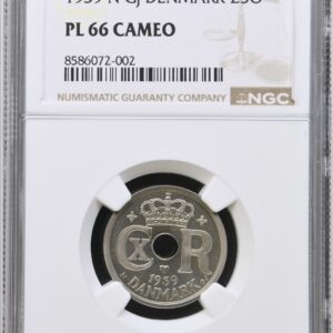 1939, 25 øre, Chr.X, Sieg 4.2, Hede 24B, Kva. M, Graderet PL 66 CAMEO (TOP POP)