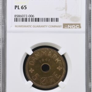 Færøerne, 5 øre 1941, Chr.X, Sieg 3, Hede 28C, Kva. M, Graderet PL 65 af NGC, (TOP POP) eneste PL graderet.