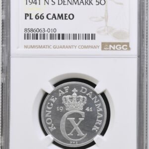 1941, 5 øre, Chr.X, Sieg 5.1, Hede 31, Kva. M, Graderet PL 66 CAMEO af NGC