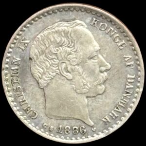 1886, 10 øre, Chr.IX, Sieg 9.1, Hede 16A, Kva. 1+-01, nydeligt eksemplar med møntskær