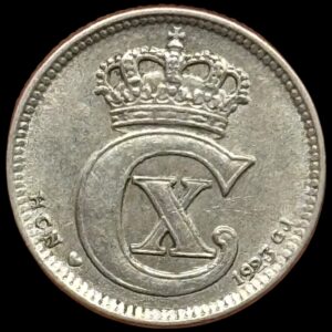 1923, 10 øre, Chr.X, Sieg 11.3, Hede 13, Kva. 1+-01