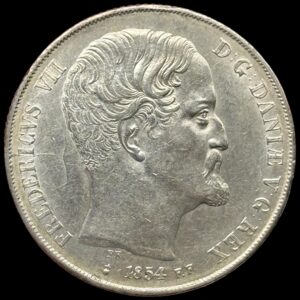 1854 FF, 2 rigsdaler, Fre.VII, Sieg 14.2, Hede 6B, Kva. 1+-01