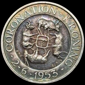Sølvmedalje, Sydafrika, 2. juni 1953, Kronings sølvmedalje, 16.9 gram, Kva. 0-01
