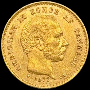 1877, 10 kroner, Chr.IX, Sieg 1.1, Hede 9A, 4,48 gram 0.900 AU, Kva. 1+