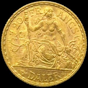 Dansk Vestindien, 20 francs / 4 daler 1904, Chr.IX, Sieg 31, Hede 30, KM 72, Kva. 01