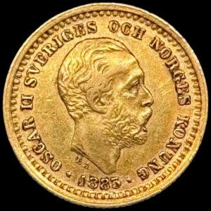 Sverige, 5 kronor 1883, Oskar ll, Fr. 95, SM 36, 2,24 g, Kva. 1+-01 renset