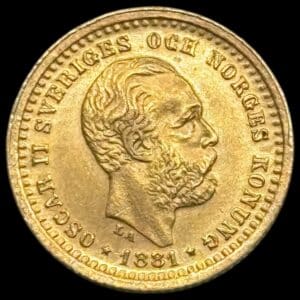 Sverige, 5 kronor 1881, Oskar II, SM 34, KM 756, Kva. 01 "Medaljeprægskarakter"