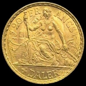 Dansk Vestindien, 4 daler / 20 Francs 1904, Chr.IX, Sieg 31, Hede 30, KM 72, F 2, Kva. 0-01