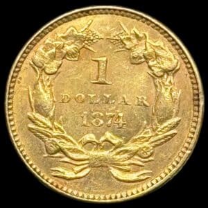 USA, 1 Dollar 1874, Large Indien Head, Type 3, KM 86, 1,66 gr. Kva. 0-01
