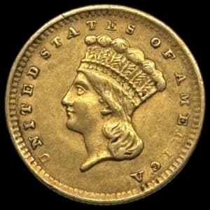 USA, 1 Dollar 1856 "Upright 5", Large Indien Head, Type 3, KM 86, 1,66 gr. Kva. 1+