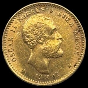 Norge, 10 kroner 1902, Oscar II, NM 12, F 8, Kva. 1+-01 , mange små ridser