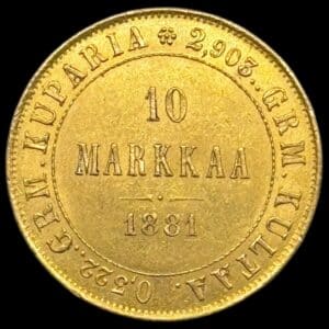 Finland, 10 markkaa 1881 s, KM 8, Fr. 4, Kva. 0-01