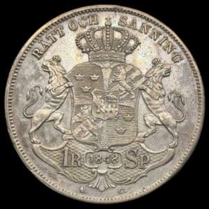 Sverige, 1 Riksdaler Specie 1848, Oscar 1, SM 29, KM 667, Kva. 1+-01