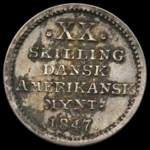 Dansk Vestindien, 20 skilling 1847, Sieg 13.2, Hede 13, KM 17, Kva. 01
